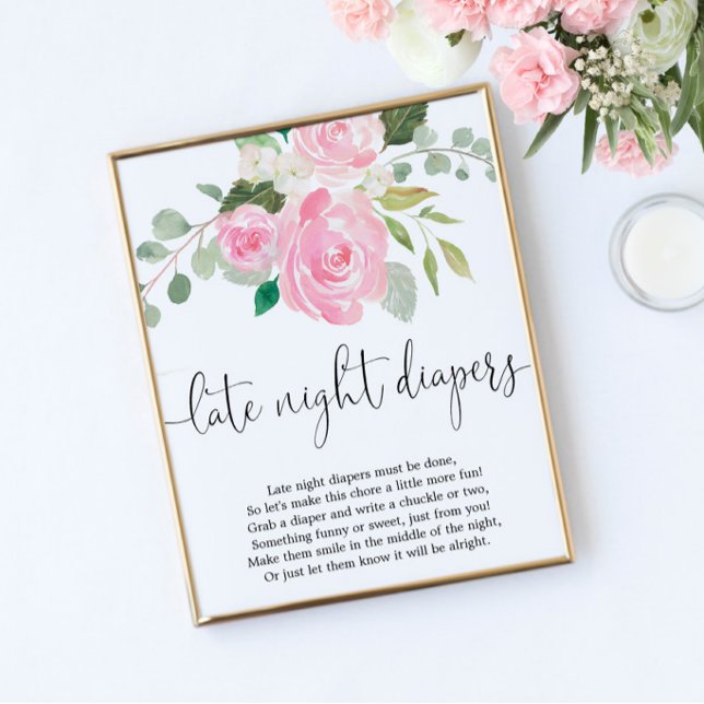 Poster Blush cor-de-rosa Atrasado jogo noturno do fralda (Criador carregado)