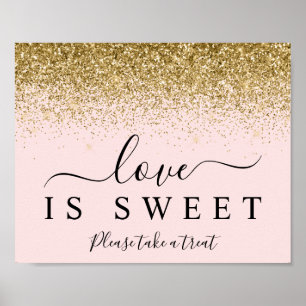 Poster Blush & Dourado Glitter Love é doce sinal de deser