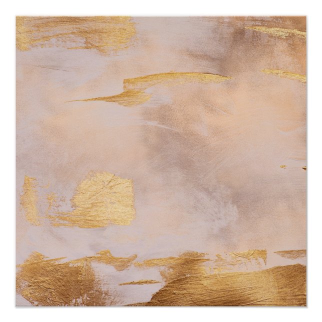 Pôster Blush Dourado rosa e textura Dourada (Frente)