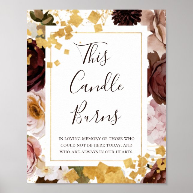 Poster Blush Floral Moderno | Este Candle Burns Sinal (Frente)