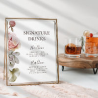 Blush Floral Moderno | Placas de Bebidas Símbolo