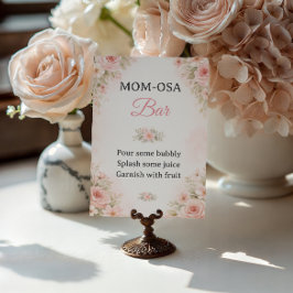 Poster Blush Floral Mom-Osa Bar Baby Shower Sign