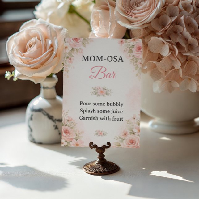 Poster Blush Floral Mom-Osa Bar Baby Shower Sign (Criador carregado)