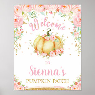 Poster Blush Floral Pumpkin Birthday Pumpkin Sinal de Pat