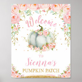 Poster Blush Floral Pumpkin Birthday Pumpkin Sinal de Pat