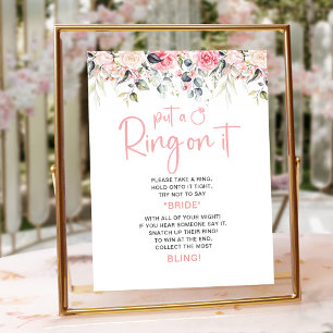 Poster Blush Floral   Sinal de Chá de panela do Anel