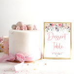 Poster Blush Floral | Sinal de deserto com marca de água<br><div class="desc">Belo design floral de cor d'água perfeito para um chá de panela romântico! Você pode personalizá-lo facilmente.</div>