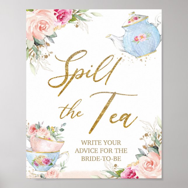 Poster Blush Floral Tea Party - Derramar do Tea (Frente)