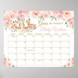 Poster Blush Floral Woodland Guess Baby's Arrival Game