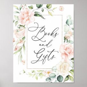 Poster Blush Florals Books e Sinal de presentes