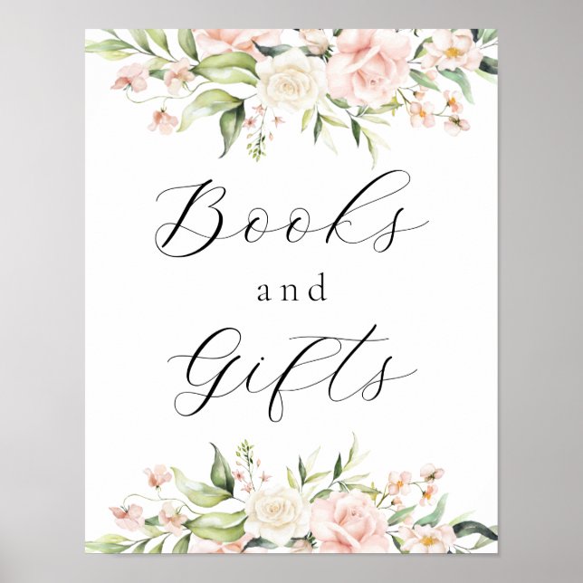 Poster Blush Florals e Greenery Books e Sinal de presente (Frente)