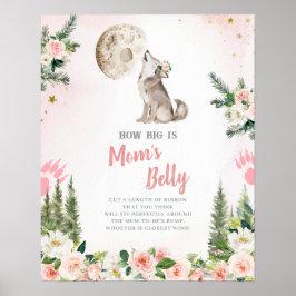 Poster Blush Pink Floral Moon Forest Wolf Mom's Belly