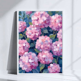 Poster Blush Pink Hydrangeas Floral Watercolor Art