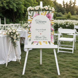 Poster Blush Pink Lily Arched Floral Wedding Welcome