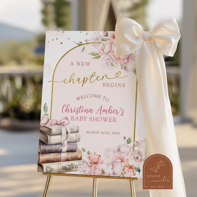 Poster Blush Pink Peony Storybook Theme Bridal Shower  (Criador carregado)