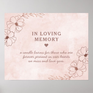 Poster Blush Pink & Rosa Gold Foil in Loving Memory Sign