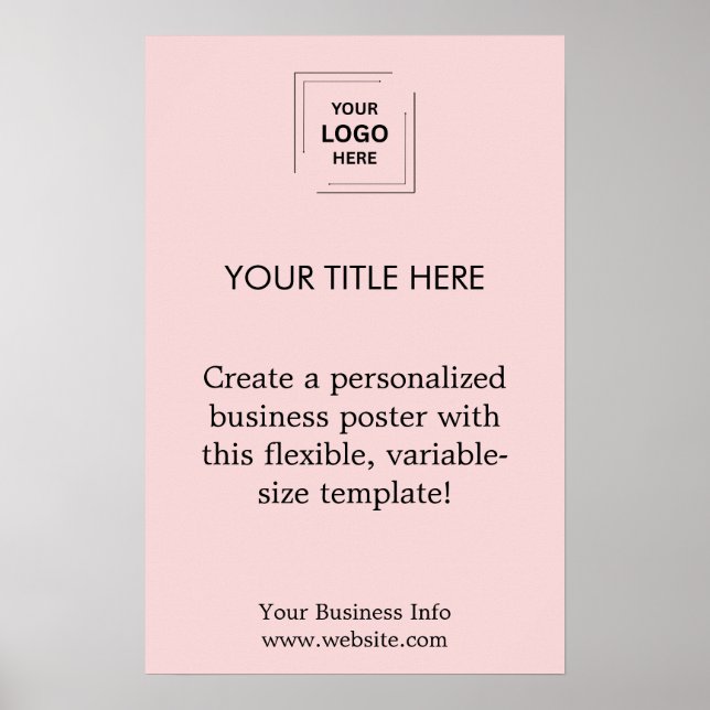 Poster Blush Rosa Logotipo Empresarial Profissional Promo (Frente)