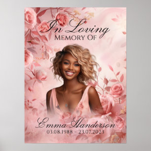 Poster Blush Rose Memorial Welcome Sign