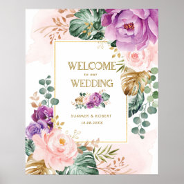 Poster Blush Violet Tropical Floral Casamento Verde