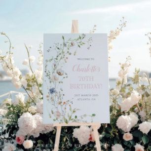 Pôster Blush Wildflower 70 Birthday