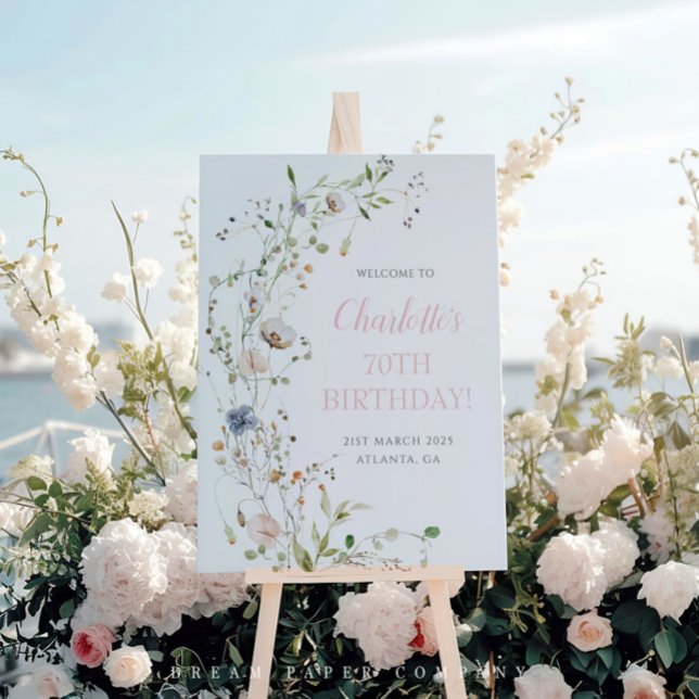 Pôster Blush Wildflower 70 Birthday (Criador carregado)