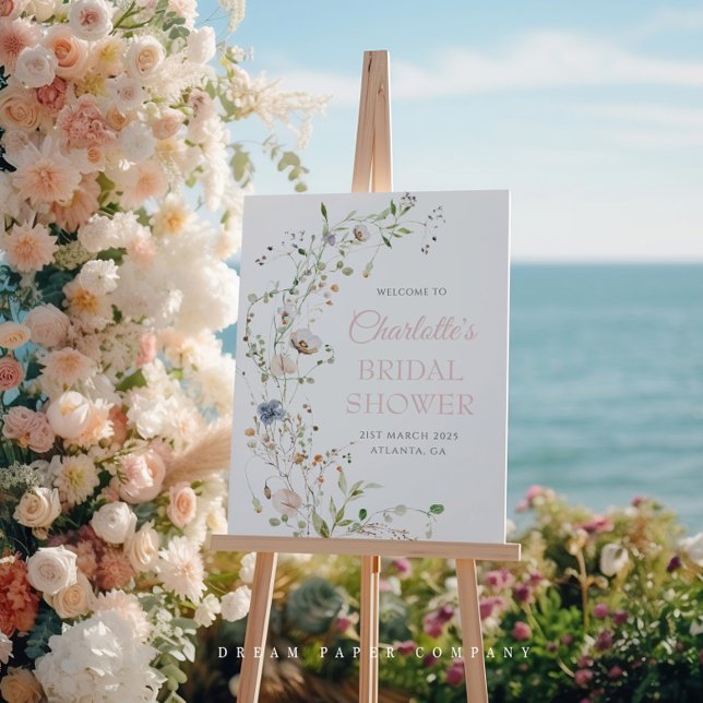 Pôster Blush Wildflower Chá de panela Bem-vindo (Criador carregado)