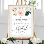 Poster Blushing Blooms Bridal Shower Welcome Sign<br><div class="desc">Welcome your guests with this beautiful Welcome Sign! This design features a lovely bouquet of blush florals and a lovely script font! Easily edit with your name and date!</div>