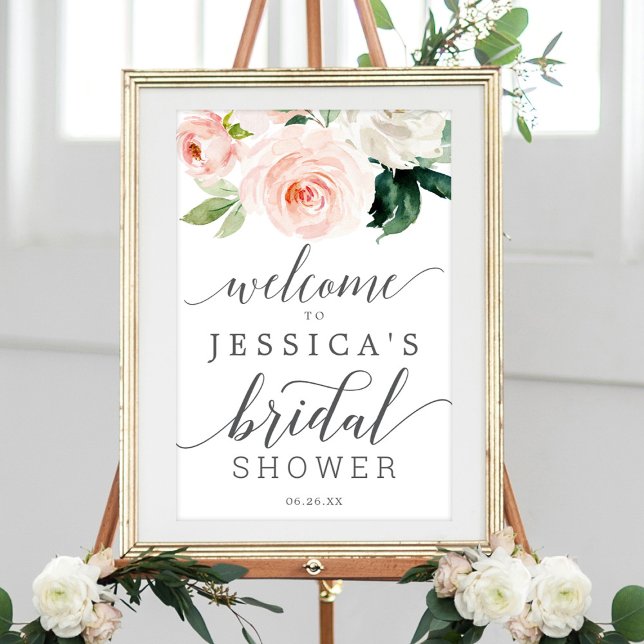Poster Blushing Blooms Bridal Shower Welcome Sign (Criador carregado)