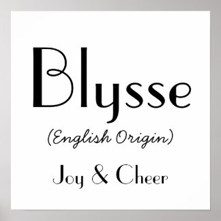Pôster Blysse English Origine Com Significado Em Branco