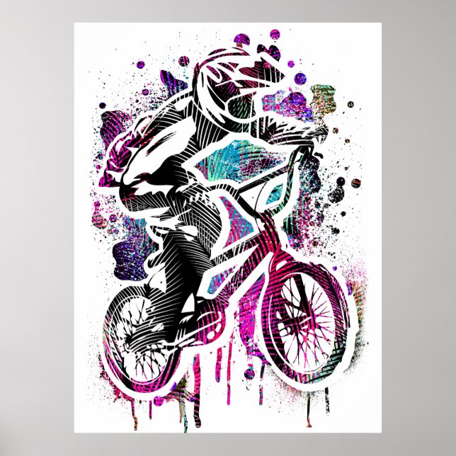 Poster Bmx Colorida - Bicicleta Bmx - Retro (Frente)