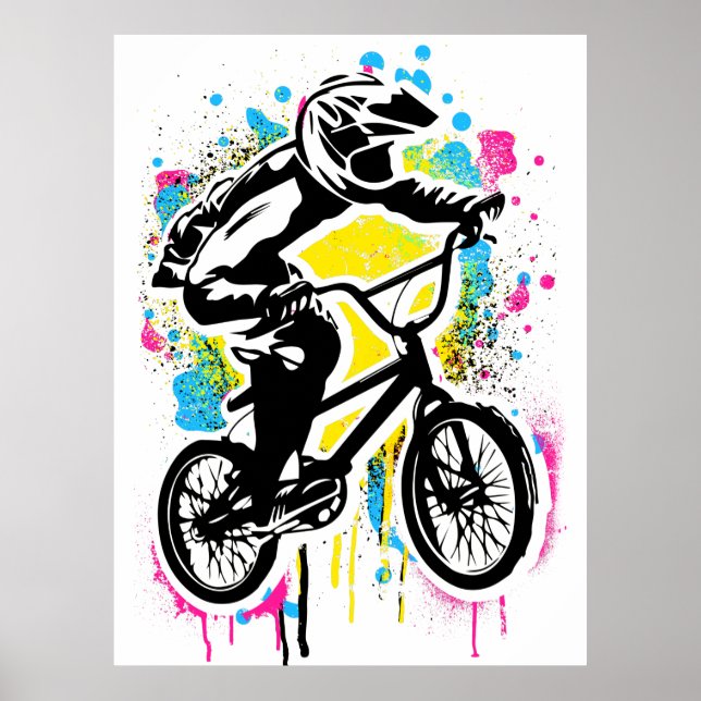 Poster Bmx colorido - Bicicleta Bmx - Grafite (Frente)