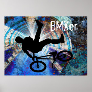 Poster BMX em um túnel do Grunge