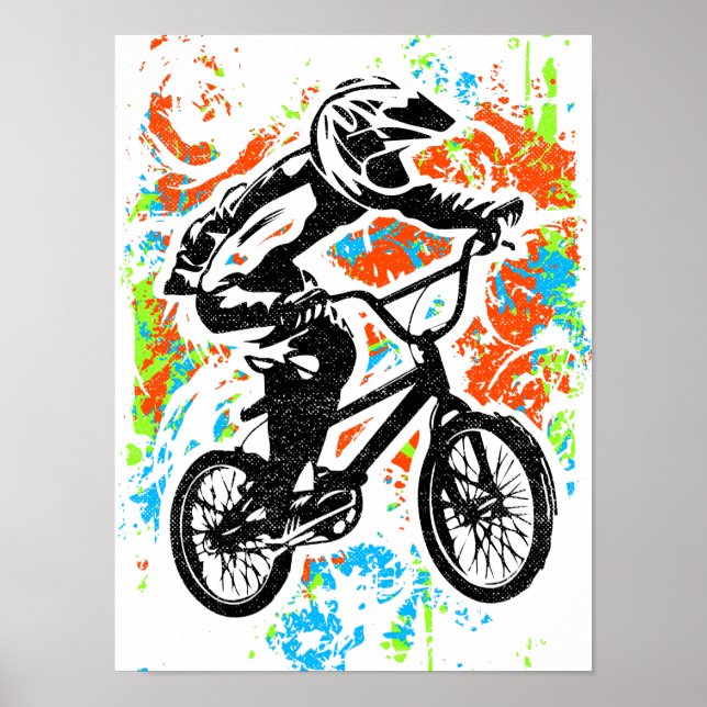 Poster Bmx - Poster de bicicleta Bmx colorida - Im (Frente)