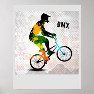 Poster BMX Rider em Abstrato Paint SQ COM TEXTO
