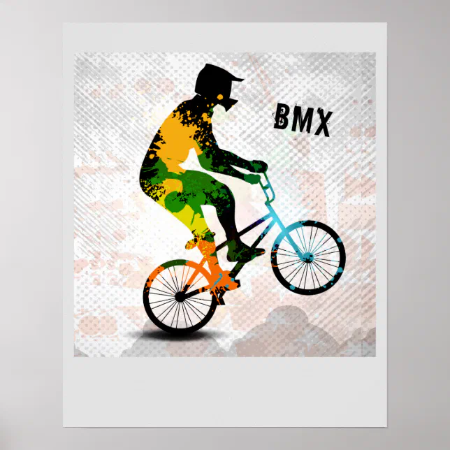 Poster BMX Rider em Abstrato Paint SQ COM TEXTO | Zazzle Brasil