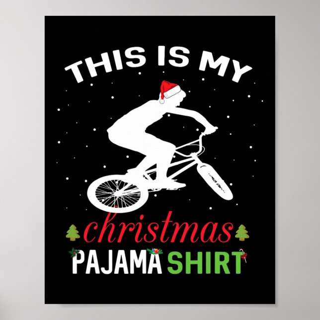 Poster Bmx Rider Xmas Gift Tee Family Matching Pajama (Frente)