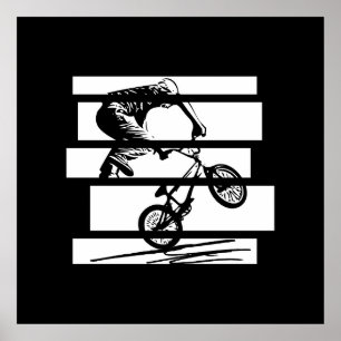 Poster BMX Wheelie Silhouette Urban Lines