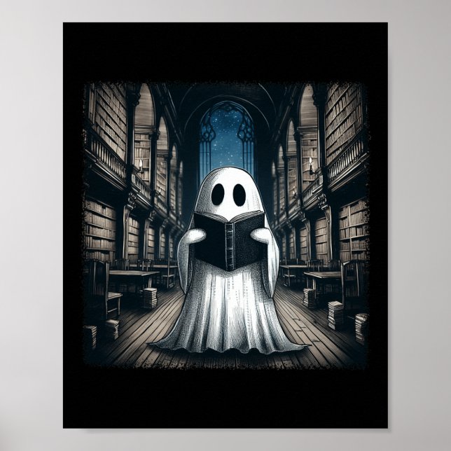 Poster Bo Bibliotecário do Halloween da Biblioteca Ghost  (Frente)