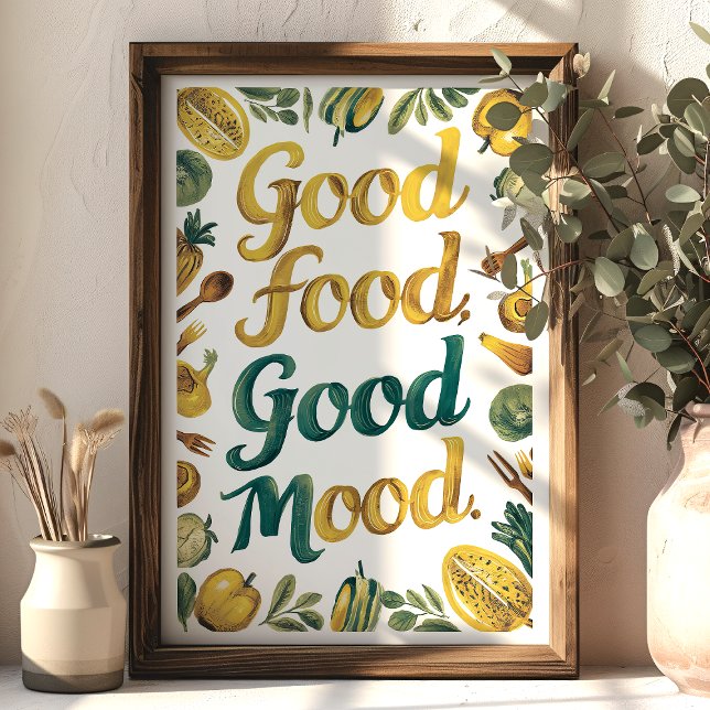 Poster Boa Comida Bom Humor Arte de Cozinha com Legumes (Criador carregado)