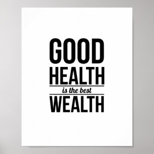 Poster boa saúde inspiradora citação da tipografia neg
