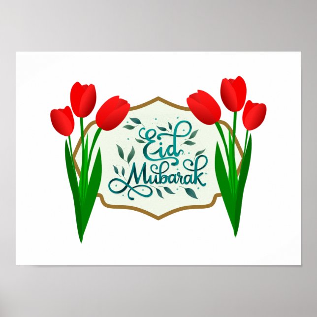 Poster Boa Sorte de Três Tulipas Vermelhas (Frente)