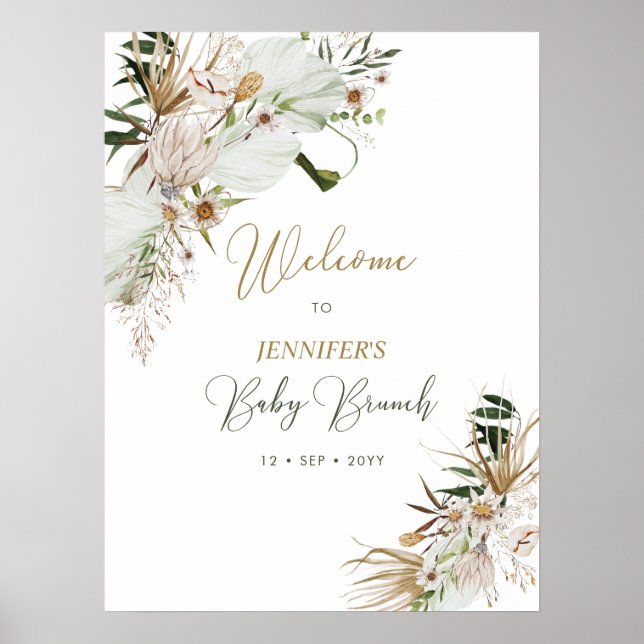 Poster Boa-vinda Boho/Boêmio para Brunch de Bebê  (Frente)