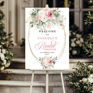 Poster Boa-vinda de Noiva com Rosas Bohemianas Coradas