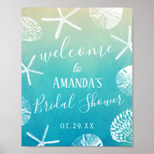 Poster Boa vinda do chá de panela do casamento de praia