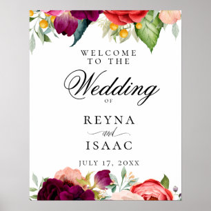 Poster Boa vinda floral boémia do casamento