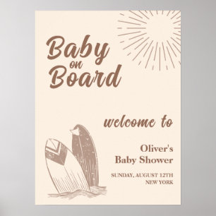 Poster Boa-vinda Minimalista Neutra Boho Prancha de Surf