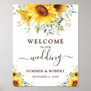 Poster Boa vinda moderna do casamento do jardim do verão