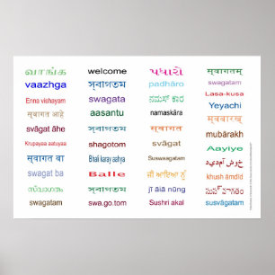 Poster BOA VINDA nas línguas principais de INDIA - 5