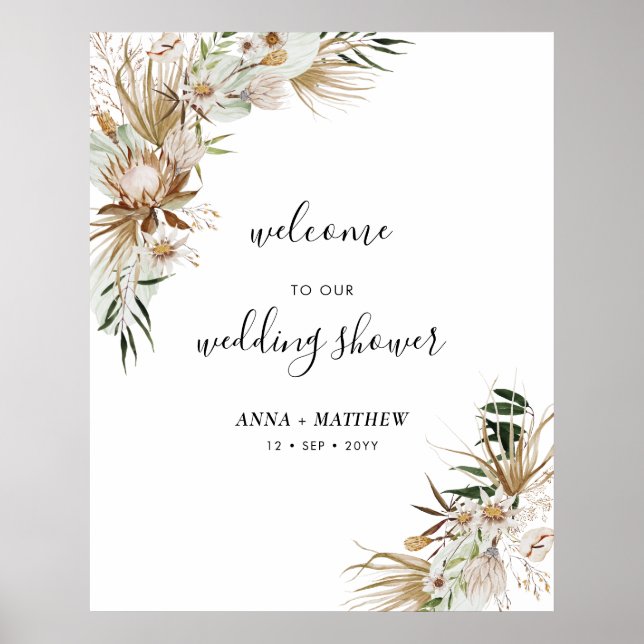 Poster Boa-vinda para Casamento de Casais Boho (Frente)