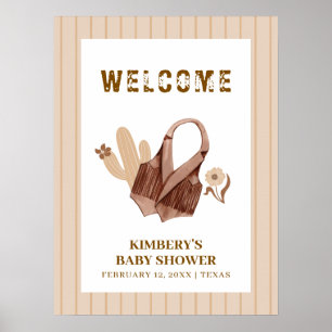 Poster Boa-vinda para Chá de Bebê Caubói Boho Bege Neutro
